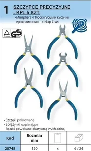 Proline szczypce PRECYZYJNE- KPL 5 SZT. ROZMIAR 120 mm 28745 - Kombinerki i obcęgi - miniaturka - grafika 2
