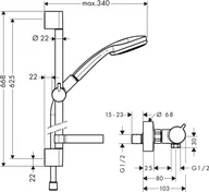 Zestawy prysznicowe - Hansgrohe Croma 100 Vario/Ecostat Comfort Zestaw prysznicowy 65 cm EcoSmart chrom 27032000 - miniaturka - grafika 1