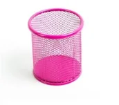 Akcesoria na biurko - DRect LEVIATAN Kubek Na Długopisy Metalowy Siatka Różowy LV072-8 - miniaturka - grafika 1