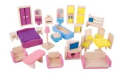Akcesoria dla lalek - Bigjigs Duży zestaw mebelków do domku dla lalek JT116 - miniaturka - grafika 1