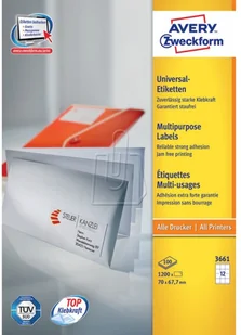 Avery Zweckform Etykiety Uniwersalne 70x 67,7 mm Białe 1200 szt. Zweckform 3661 - Etykiety do drukarek - miniaturka - grafika 4