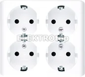 Gniazdka elektryczne - Kontakt Simon EGSZ4NZ/11 Gniazdo poczwórne Schuko natynkowe z przesłonami torów - miniaturka - grafika 1