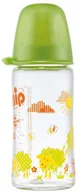 Butelki dla niemowląt - NIP Butelka szklana 240ml Owieczka kolor zielony Boy ze smoczkiem silikonowymroz - miniaturka - grafika 1