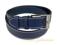 Paski - Pas-Max Męski Skórzany (PL) Skóra Licowa EXTRA 40 mm niebieski - miniaturka - grafika 1