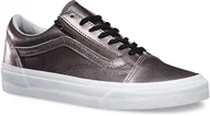 Trampki damskie - Vans obuwie damskie OLD SKOOL ZIP (Metalic Leather) Thistle różowy/True White - miniaturka - grafika 1
