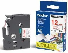 Brother TZ-232 12mm Taśma Laminowana, czerwony nadruk/białe tło [TZ-232] - Etykiety do drukarek - miniaturka - grafika 3