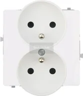 Gniazdka elektryczne - Karlik Deco Biały Gniazdo Podwójne z uziemieniem (do ramki) DGPR-2z - miniaturka - grafika 1