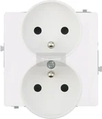 Gniazdka elektryczne - Karlik Deco Biały Gniazdo Podwójne z uziemieniem (do ramki) DGPR-2z - miniaturka - grafika 1