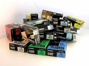 Casio XR-12RD1, 12mm x 8m, czarny druk / czerwony podkład, taśma oryginalna - Papier do drukarek - miniaturka - grafika 4