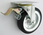 Kółka i bloczki - Zabi Koło metalowo-gumowe w obudowie skrętnej z hamulcem fi 200 - miniaturka - grafika 1