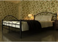Łóżka - vidaXL Łóżko metalowe ze stelażem, czarne + materac 180x200 cm - miniaturka - grafika 1