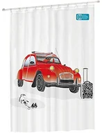 Zasłony prysznicowe - MSV 180 x 200 cm ""2cv"" zasłona prysznicowa, poliester, wielokolorowy (1913/140814) - miniaturka - grafika 1
