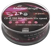 Nośniki danych - MediaRange MR201 półfabrykaty CD-R (52 X High-Speed, 700 MB/80 min., 25-częściowy Spindle) 4260057125002 - miniaturka - grafika 1