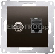 Gniazdka elektryczne - Kontakt Simon DASFRJ45.01/46 Gniazdo antenowe typu F + RJ45 kat.6 (moduł); brąz - miniaturka - grafika 1