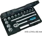 Klucze i nasadki - Hazet Klucze nasadowe z grzechotką 906 1/2" 12.5 mm) stal chromowo-wanadowa 17 szt - miniaturka - grafika 1