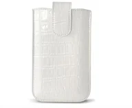Etui i futerały do telefonów - Ksix bxkg03sb Genuine skórzana torba na telefon komórkowy Gold Croco duże XL biały - miniaturka - grafika 1