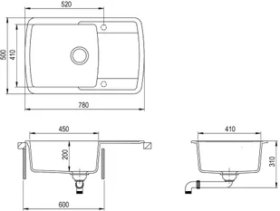 Aquasanita Lira SQL101-601AW Czarny metalik - Zlewozmywaki - miniaturka - grafika 2
