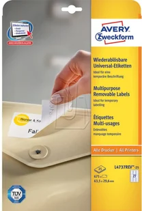 Avery Zweckform Etykiety uniwersalne Zweckform usuwalne 63,5 x 29,6 mm, 810 etykiet 25 Arkuszy + 5 Arkuszy EXTRA ZW192 - Etykiety do drukarek - miniaturka - grafika 4