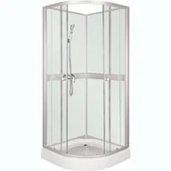 Kabiny prysznicowe - Novoterm Kerra Classic White 90x90 profil satyna szkło transparentne/białe + brodzik - miniaturka - grafika 1