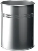 Kosze biurowe - Durable Kosz na śmieci okrągły metalowy 15l perforacja 30mm srebrny - miniaturka - grafika 1