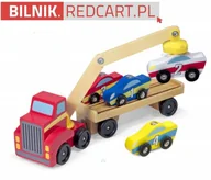 Samochody i pojazdy dla dzieci - Melissa&Doug LAWETA Z 4 AUTKAMI WYŚCIGOWYMI Drewniana 19390 6347 - miniaturka - grafika 1