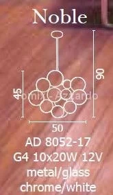 Azzardo Lampa wisząca nowoczesna NOBLE AD 8052-17 - Lampy sufitowe - miniaturka - grafika 2