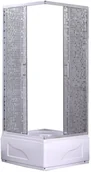 Kabiny prysznicowe - Savana Arte Plus 80x80 profil chrom szkło transparentne z wzorem lustrzanych kwadracików + brodzik Y9008A - miniaturka - grafika 1
