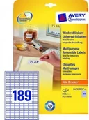 Etykiety do drukarek - Avery Etykiety uniwersalne Zweckform usuwalne 25,4 x 10 mm, 189 etykiet/A4 - miniaturka - grafika 1