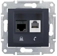 Gniazdka elektryczne - Schneider Sedna Komputerowo-telefoniczne kat.5e - Grafitowy - SDN5100170 - miniaturka - grafika 1