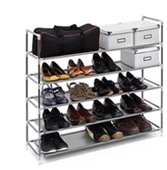 Szafki na buty - Relaxdays pólka na buty z uchwytami, wymiary: 90,5 x 87 x 29,5 cm, 5 półek z flizeliny, miejsce na 25 par butów, z możliwością poszerzania, szara, biała lub czarna 10019128_111 - miniaturka - grafika 1