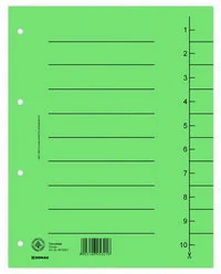 Donau Przekładka , karton, A4, 235x300mm, 1-10, 1 karta, zielona 8610001-06 - Przekładki do segregatorów - miniaturka - grafika 2
