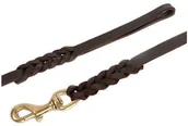 Smycze dla psów - Dingo Smycz Skóra natłuszczana z zaplatanymi elementami 180 cm brązowa 838 - miniaturka - grafika 1