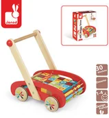 Klocki - Janod Duży wózek chodzik z klockami abecadło - miniaturka - grafika 1