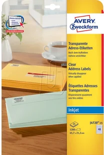 Avery Zweckform Etykiety adresowe Zweckform przezroczyste 45,7 x 21,2mm 25 ark./op. J4720- - Etykiety samoprzylepne i bloki etykiet - miniaturka - grafika 2