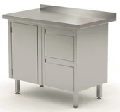 Stoły gastronomiczne - Polgast Szafka nierdzewna z 2 szufladami i drzwiami na zawiasach 900x700x850 (h) 135097 - miniaturka - grafika 1