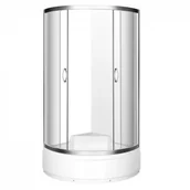 Kabiny prysznicowe - Novoterm Kerra Azalia 90x90 profil chrom szkło transparentne + brodzik - miniaturka - grafika 1
