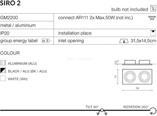 Azzardo Oprawa SIRO 2 GM2200 WH 2 - Oprawy, klosze i abażury - miniaturka - grafika 2