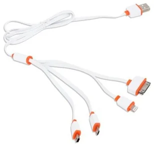 Omega Kabel USB 4w1 microUSB miniUSB iPhone4 Apple 30pin biało-pomarańczowy OUCK4WO OUCK4WO - Kable USB - miniaturka - grafika 2