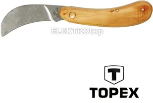Topex nóż monterski sierpak drewniane okładki 17B639 - Nożyce i noże - miniaturka - grafika 2