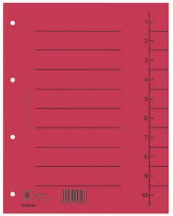 Donau Przekładka karton, A4, 235x300mm, 1-10, 1 karta, czerwona 8610001-04 - Pudła i kartony archiwizacyjne - miniaturka - grafika 4