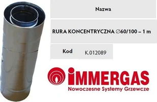 Immergas Rura koncentryczna 60/100 1000 mm K.012089 - Akcesoria grzewcze - miniaturka - grafika 4