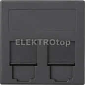 Klawisze i ramki - Kontakt Simon 50000089-038 Płytka S500, 2x RJ z osłonami uniwersalna; szary graf - miniaturka - grafika 1