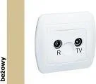 Gniazdka elektryczne - Kontakt Simon Gniazdo ścienne Akord anten. RTV przelotowe AA10/12 beżowy - miniaturka - grafika 1