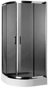 Kabiny prysznicowe - Omnires Health 80x80 profil chrom błyszczący szkło grafitowe JK2808 LC2 GR - miniaturka - grafika 1