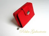 Portfele - Jennifer Jones Portfel Damski Skóra Naturalna Średni z Suwakiem Piórnik Czerwony - miniaturka - grafika 1