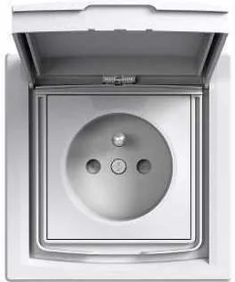 Schneider Asfora gniazdo hermetyczne podtynkowe pojedyncze z ramką z uziemieniemz przesłonami IP44 białe EPH2800321 - Gniazdka elektryczne - miniaturka - grafika 2