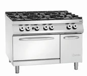 Piece, kotły  i płyty grzejne gastronomiczne - Bartscher 6-palnikowa kuchnia gazowa z piekarnikiem elektrycznym 2/1 GN NS | 1200 x900 x(H) 900-950 mm 2952481 - miniaturka - grafika 1