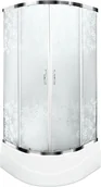 Kabiny prysznicowe - Durasan Parma Flower WK 80 80x80 szkło jasne wzór kwiaty + brodzik + syfon - miniaturka - grafika 1