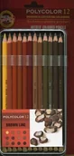 Kredki, ołówki, pastele i pisaki - Koh-I-Noor Kredki Polycolor 12 kolorów Linia brązowa - miniaturka - grafika 1