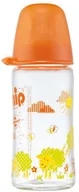 Butelki dla niemowląt - NIP Butelka szklana 240ml Owieczka kolor pomarańczowy Girl ze smoczkiemsilikonow - miniaturka - grafika 1